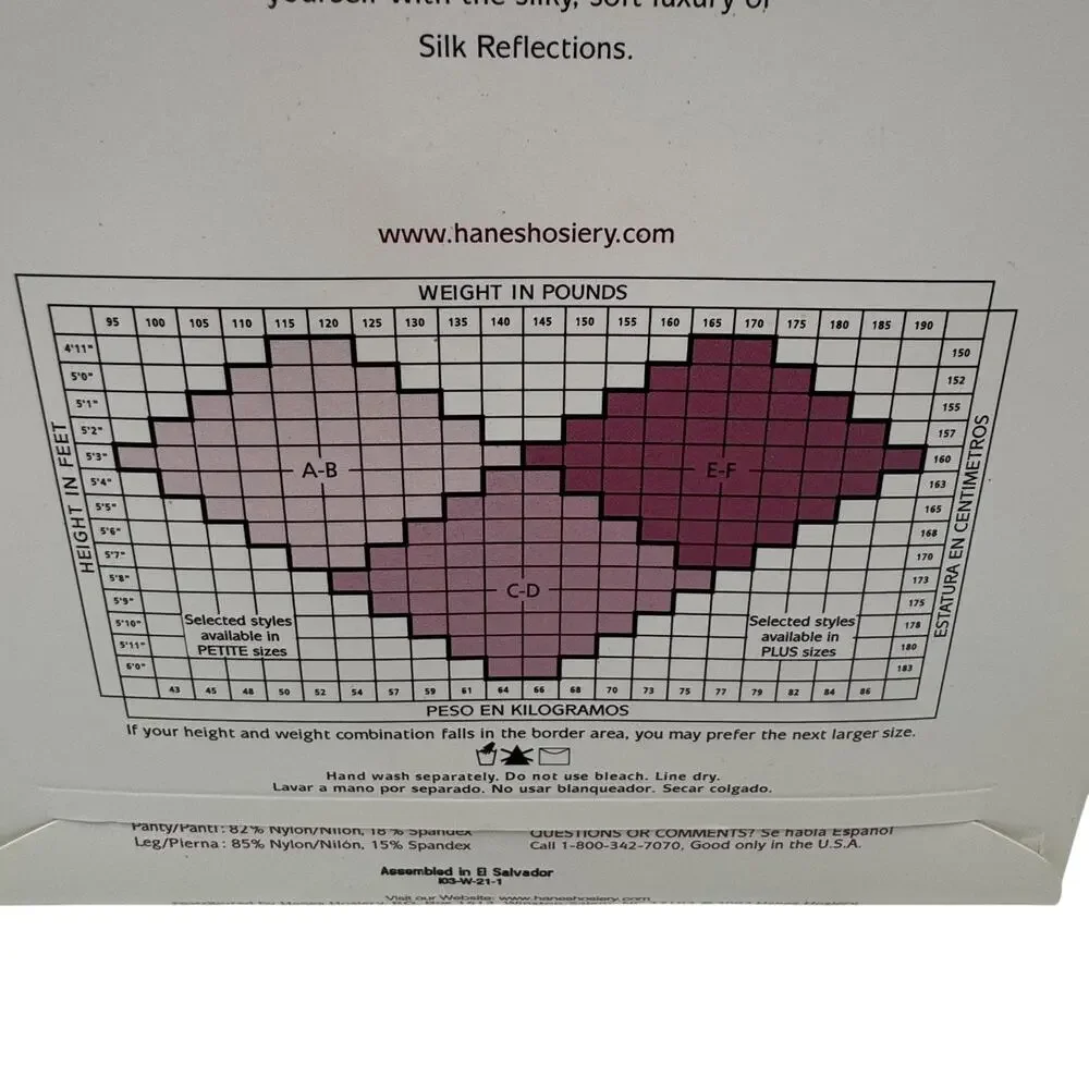 Hanes Silk Reflections Silky Sheer Control Top Pantyhose Reinforced Toe Jet EF